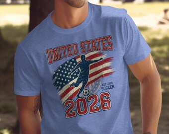 US World Cup 2026 Soccer Fan T-Shirt | Vintage American Flag Football Tee | Father's Day Gift for Dad