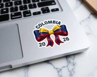 Colombia 2026 Flag Bow Sticker | Patriotic Colombian Decal | National Pride Vinyl Sticker | Souvenir Gift
