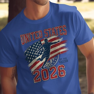 United States 2026 Soccer distressed flag graphic t-shirt.