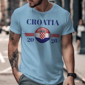 Light blue t-shirt with Croatia text and football crest.