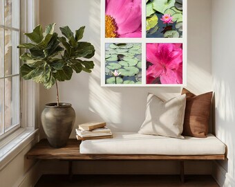 Any four prints for a gallery wall, vibrant colorful spaces, serenity and calm, nature inside