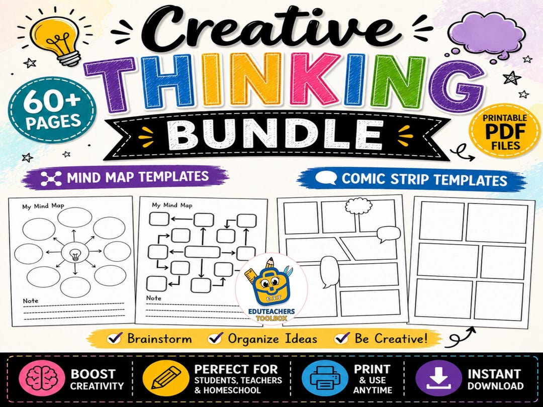 Creative Thinking Worksheets Bundle | Mind Maps and Comic Templates ...