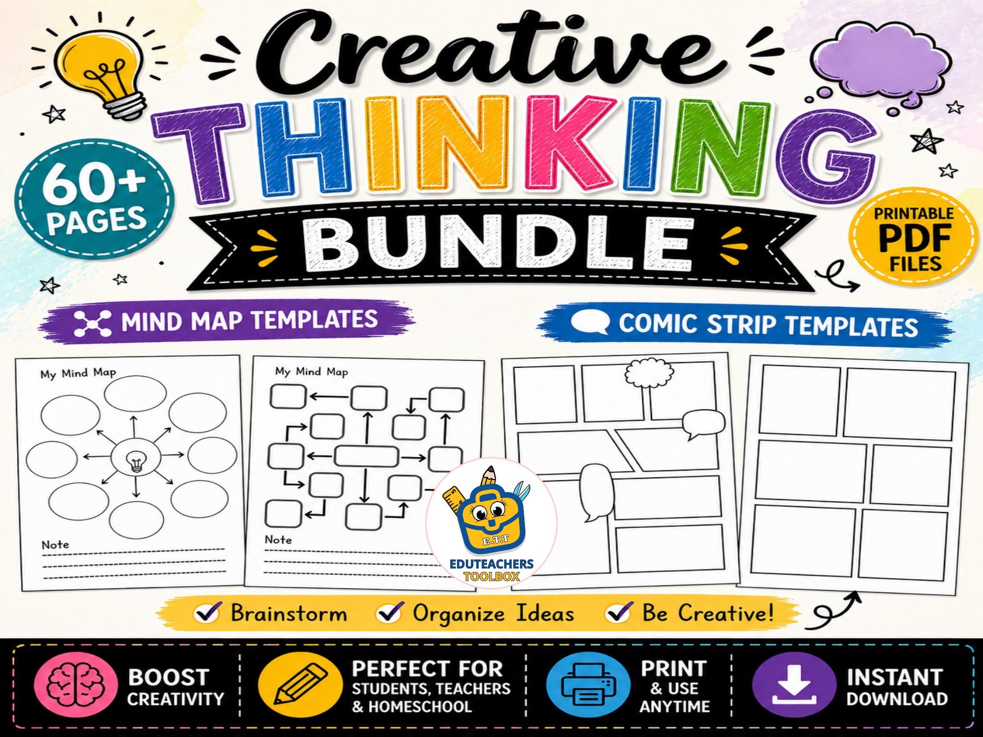 Creative Thinking Worksheets Bundle | Mind Maps and Comic Templates ...
