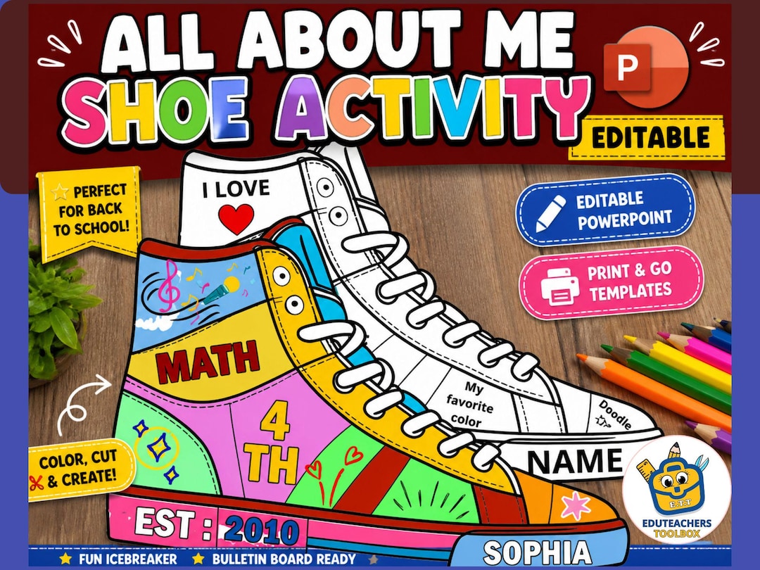 All About Me Shoe Craft |editable Name Activity | Back to School ...