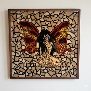 Handcrafted Fairy Mosaic Art – Mixed Media Glass Wall Decor, Fantasy Statement Piece