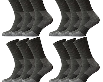 Calze da lavoro da uomo resistenti in misto cotone, con tallone e punta rinforzati e imbottitura traspirante.