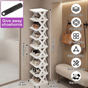 6/9 Tier Vertical Shoe Rack Organizer: Space-Saving Stackable Plastic Shelf for Entryway, Closet, Dorm