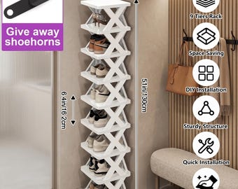 Rangement vertical pour chaussures 6/9 niveaux : étagère en plastique empilable peu encombrante pour entrée, placard, dortoir