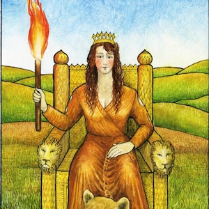 Impression numérique A4 des Queen Wands du Mythic Tarot