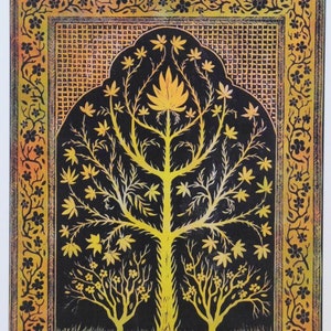 Greeting card from woodcut 'Let there be Light'