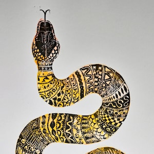 Large snake woodcut limited edition print