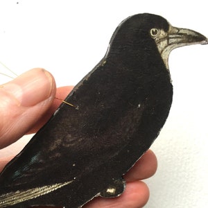 Wooden decoupaged crow decoration