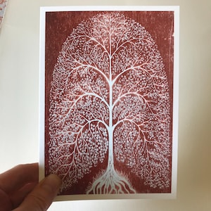 Cartão de felicitações tirado da xilogravura 'Árvore indiana'