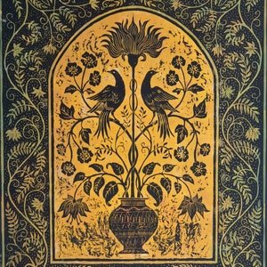 Large woodcut 'Golden Birds' limited edition