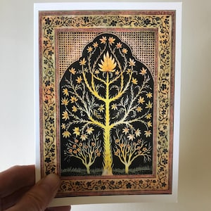 Biglietto di auguri da xilografia 'Sia la luce'