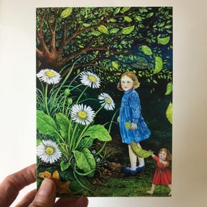 Wenskaart van het gouache-schilderij 'Catch the Wind'