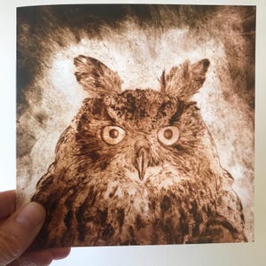 Carte de voeux tirée de la pointe sèche « Eurasian Eagle Owl »