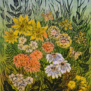 Garden Flowers limited edition woodcut