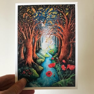 Biglietto di auguri con illustrazione a guazzo 'Acquainted with the Night'