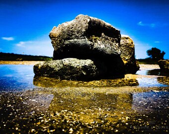 Fotografía artística de alta calidad sobre piedra costera de Florida: Arte mural de pozas de marea (descarga digital)