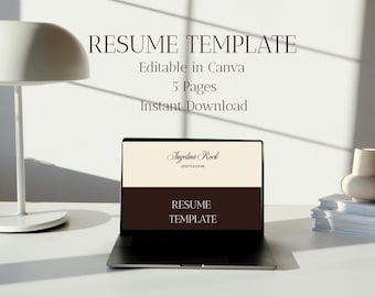 Resume Template Canva, Editable Resume, Cover Letter, Modern Resume, Professional CV, Digital Download