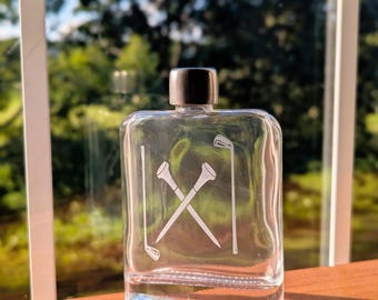 Personalized Glass Golf Flask, Custom Engraved, Shatter Resistant Borosilicate, Groomsmen Gift