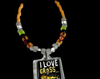 Halloween glo in the dark grass Indiana dunes  Necklace