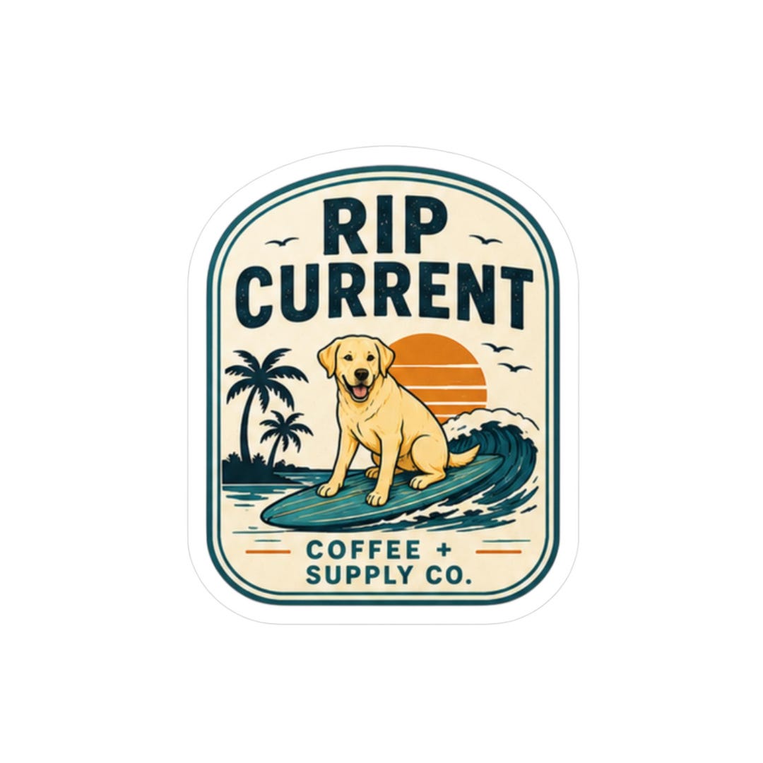 Not Current Sticker Surfing Yellow Lab Dog Sticker | Kiss-cut Vinyl Decal | Rip Current ...