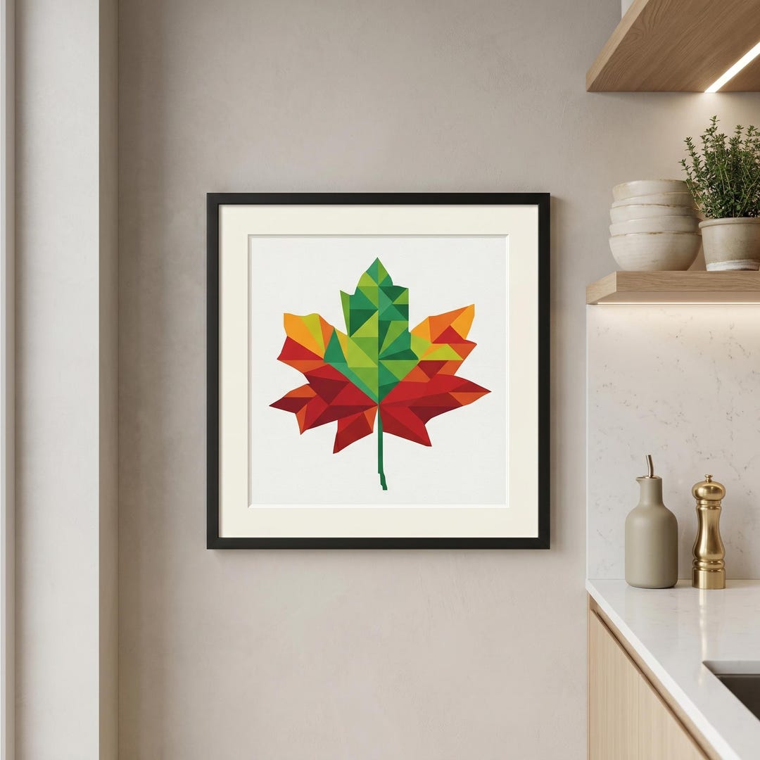 Geometric Maple Leaf Cross Stitch Pattern | Modern Autumn Botanical ...