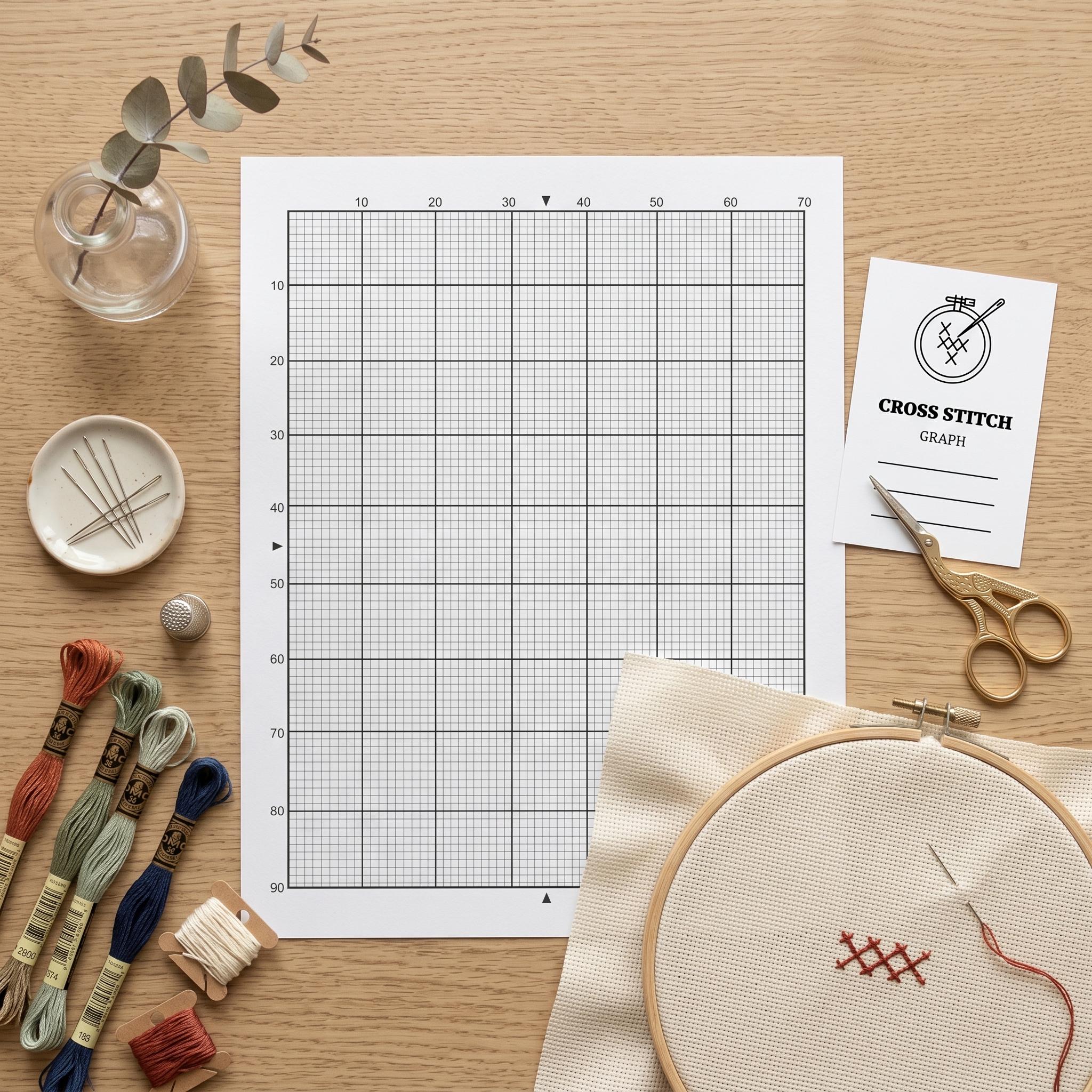 Cross Stitch Graph Paper, Needlepoint Pattern Design Template (digital ...