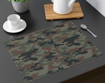 Mantel individual de camuflaje verde y marrón / Mantel de mesa de cocina de camuflaje