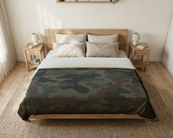 Funda nórdica de camuflaje verde / Ropa de cama de camuflaje, funda nórdica de algodón con estampado militar