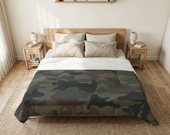 Green Camo Pattern Cotton Comforter | Military Camouflage Bedding