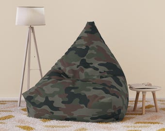 Camo Pattern Bean Bag Chair Cover | Military Green Camouflage