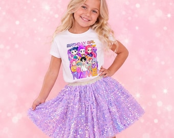 Kpop Demon Hunters Birthday Girl Outfit, Personalized Name Shirt Tutu Set, Demon Hunters Party Outfit Kids