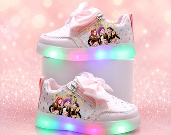 Kpop Demon Hunters Light Up Sneakers Girls, Huntrix LED Shoes Kids, Demon Hunter Birthday Gift, Girls Fandom Shoes