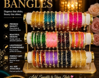 Bracciali da sposa eleganti / Set di bracciali in vetro Kashmiri Ghungroo, gioielli tradizionali indiani multicolore (cofanetto portagioie) / Chura da matrimonio indiano.