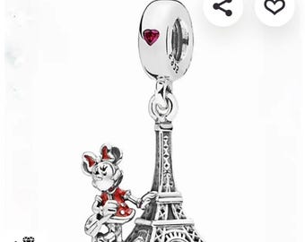 Minnie Eiffel Tower Charm – Paris Inspired Silver Pendant