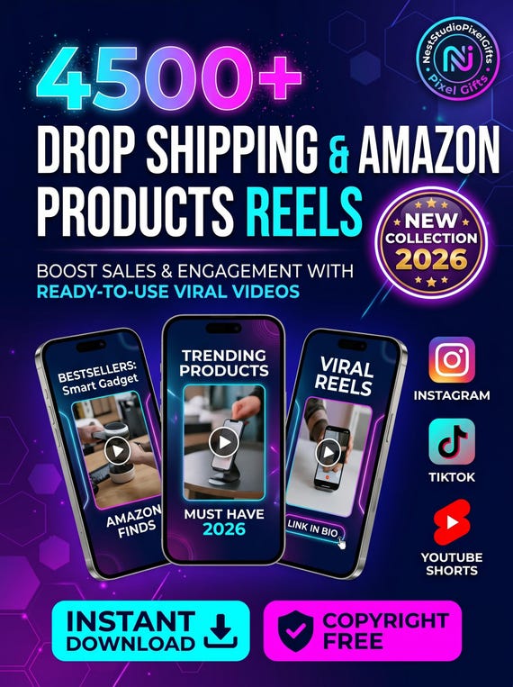 4500+ Product Reels Bundle | Dropshipping Amazon Affiliate Shorts | Faceless Content Pack TikTok Instagram Digital Download