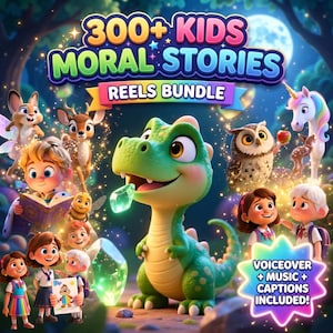 300+ Kids Moral Stories Videos Bundle | PLR MRR Resell Rights | Faceless YouTube Kids Content | TikTok Instagram Reels Bundle