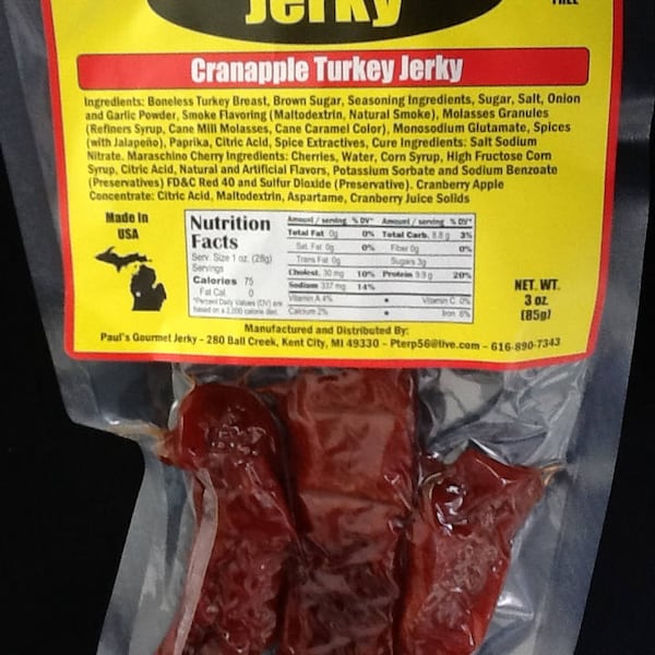 Cranapple Turkey Gourmet Jerky 3oz pkg