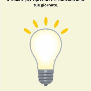 Può includere: Illustrazione di una lampadina con raggi gialli. Il testo "ADHD FOCUS FLOW" è in alto, con testo italiano sotto. La parte inferiore dell'immagine recita "Template Stampabile PDF".