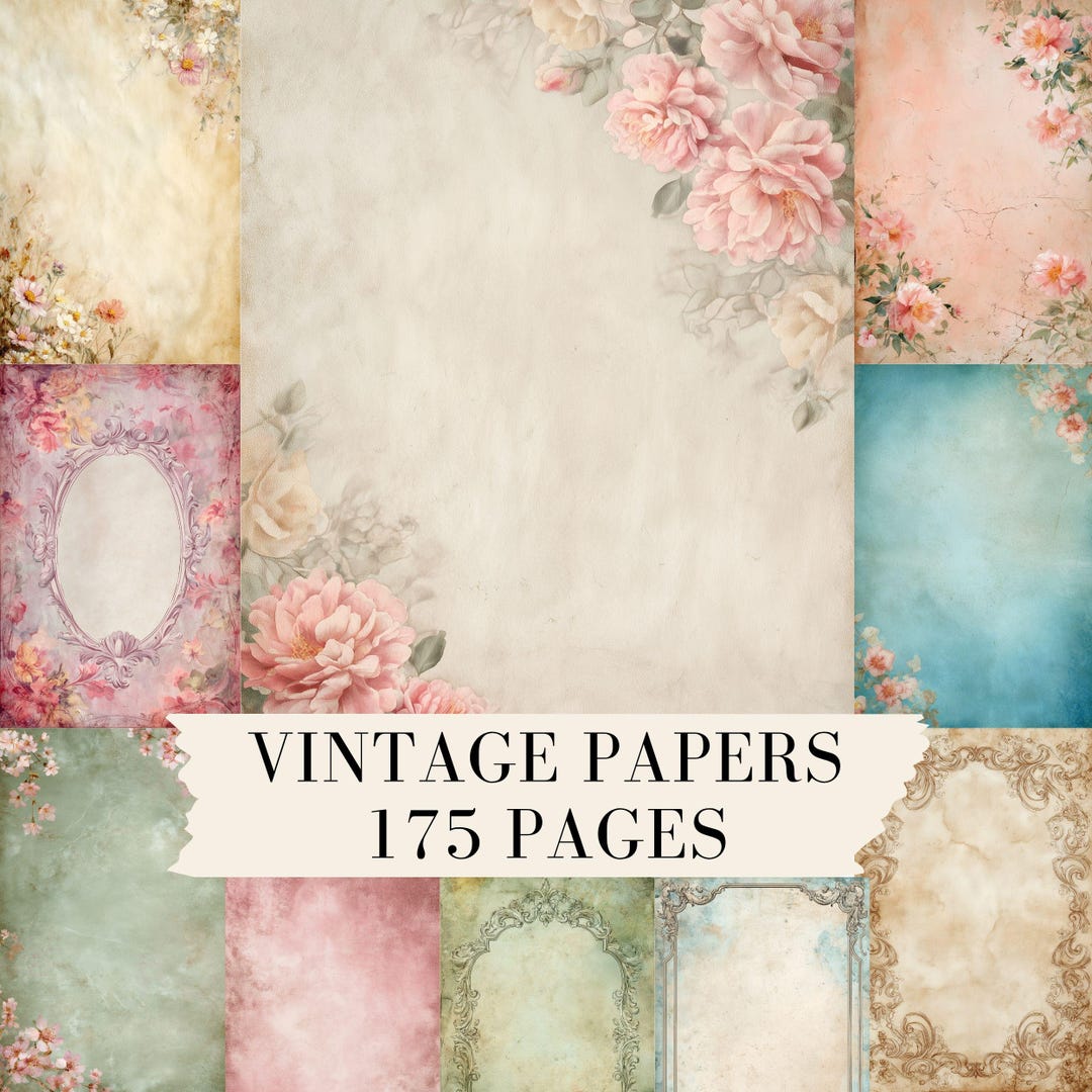 Vintage Digital Paper Pack, Junk Journal Paper, Printable Scrapbook ...