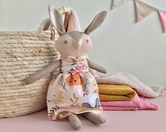 Handmade Little Rabbit doll, Heather - soft doll, rag doll, plushie, kids toy, fabric doll