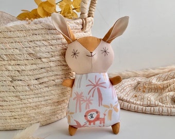 Handmade Baby Rabbit doll, Cooper - with or without rattle - baby toy, nursery, newborn, soft toy, first baby, animal plushie