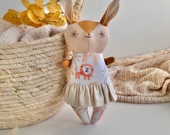 Handmade Ballerina Rabbit doll, Cooper - With or Without Rattle- rag doll, soft toy, bunny, plushie, toddler toy