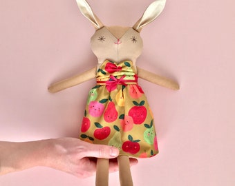 Handmade Little Bunny doll, Apple - Rag doll, Soft Toy, Cloth Doll, Easter