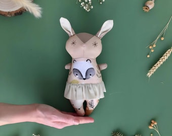 Handmade Ballerina Rabbit doll Heather - with or without rattle - rag doll, soft doll, bunny doll, kids gift, nursery, plushie, woodland