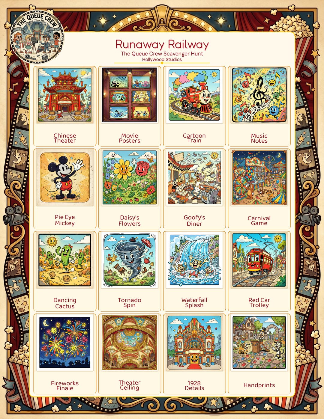 Runaway Printable Hollywood Studio’s Runaway Railway Scavenger Hunt Printable for Kids ...