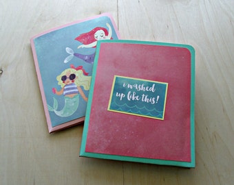 Juego de tarjetas de sirena náutica: tarjetas de notas de verano para cualquier ocasión